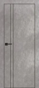 Межкомнатная дверь PX-20  черная кромка с 4-х ст. Серый бетон