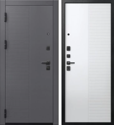 Дверь V-18 Черный муар + Кашемир графит - Кашемир Белый