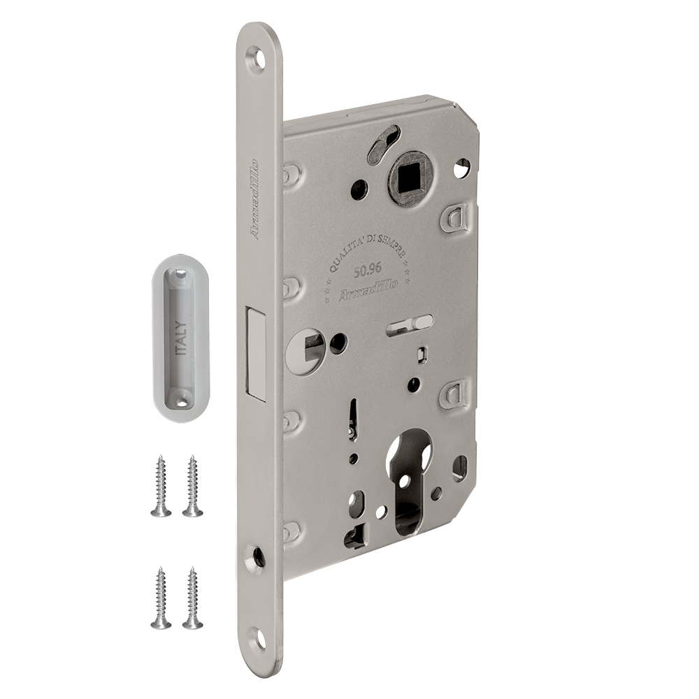 Фото Замок межкомнатный магнитный под цилиндр с ответной планкой GRAVITY G02.196.50.85 SN мат никель